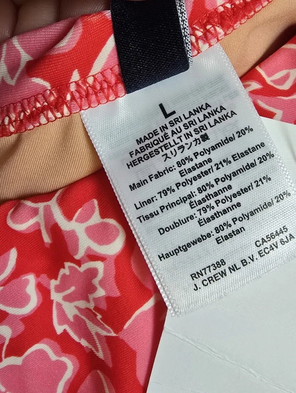 J. Crew NEW One Shoulder Ruffle One Piece Pink Red Floral Swimsuit SZ Large Chic